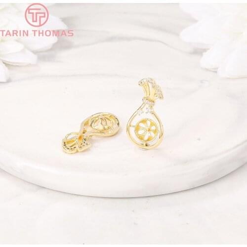 4PCS 11x21MM 24K Gold Color Brass with Zircon Purse Charms Pendants High Quality Diy Jewelry Findings Accessories