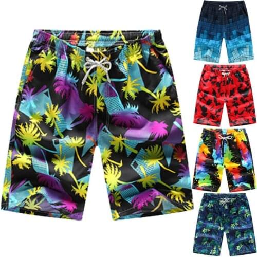 Summer Men Swim Trunks Shorts Swimwear Bottom Printed Loose Short Trousers Swimming Trunks Running Beach Surfing Pants