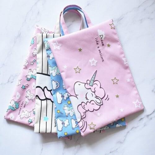 Fashion creative unicorn A4 file folder bag zipper Oxford Bra bag student bag stationery student stationery file storage bag