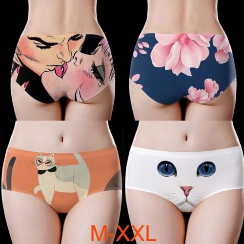 2021 Sexy Underwear Womens Panties Cute 3D Print Woman Underwear Sexy Lingerie Seamless Briefs Funny Female Intimates Low-Rise