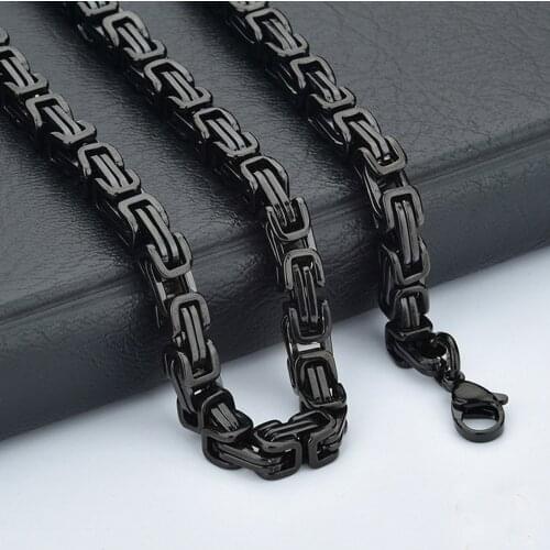 3pcs In lost Mens Jewelry Wholesale Stainless Steel Black Heavy Handmade Byzantine Necklace Chain 8mm 18"-30"