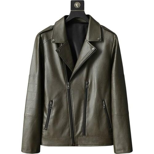 Men PU Leather Jackets Autumn Winter Warm Fleece Stand Collar Fashion PU Motorcycle Jacket And Coat Male