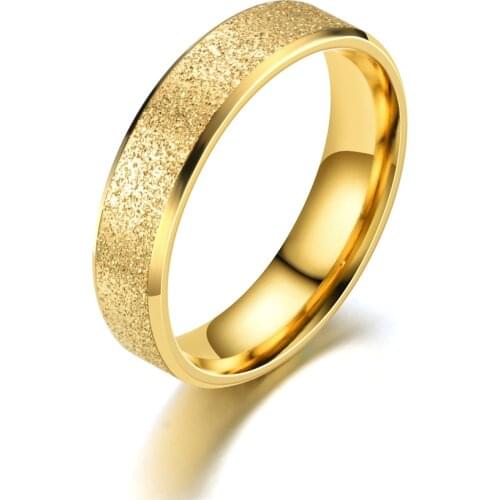 6MM New Fashion Simple Design Stainless Steel Male Rings Lover Couple Alliance Gold Wedding Bands Set for Women Men