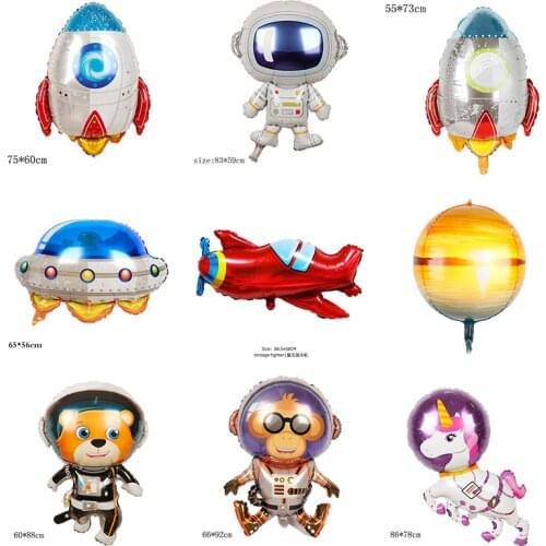 Sci-Fi Birthday Themed Party Balloons Astronaut Spaceship Rocket 4D Earth Cartoon Decoration Wholesale