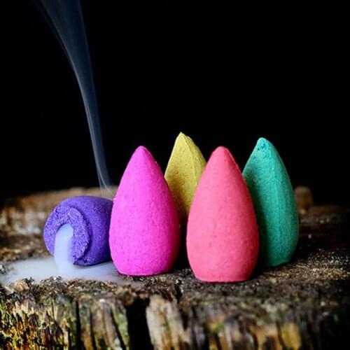 Natural Smoke Tower Sandalwood Backflow Incense Colorful Indoor Tower Zen Aromatherapy Air Purification Fresh Cone Home Items