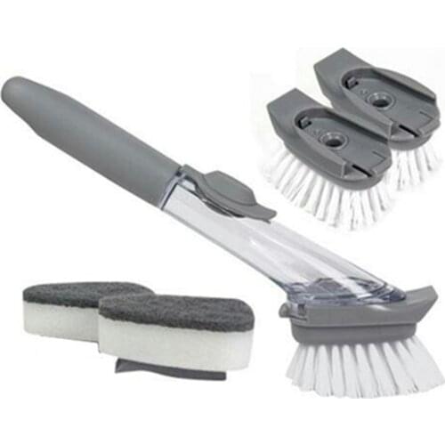 New Hydraulic Brush Pot Artifact Soft Brush Artifact Kitchen Durable Supplies Removable Liquid Injection Kitchen cleaning brush