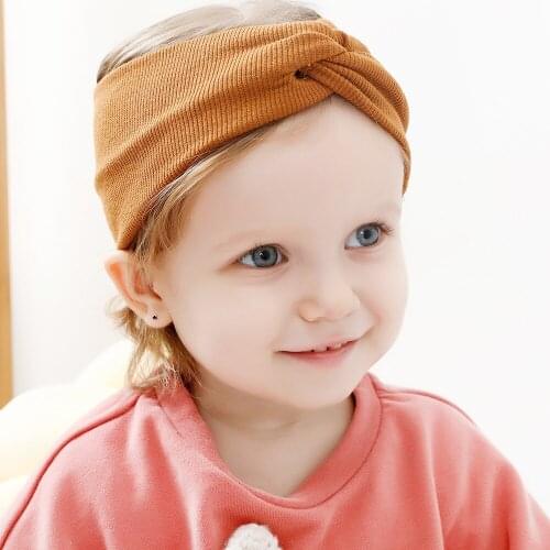 Autumn And Winter Cotton Elastic Children Cross Headband Versatile Baby Hair Band Solid Soft Headdress