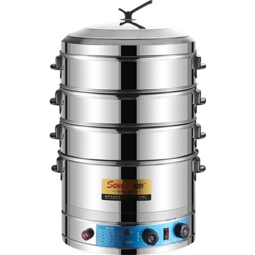 Stainless Steel Food Steamer Large Capacity & Time Seting Steamer Commercial 3 Layers 40cm Food Steaming Machine