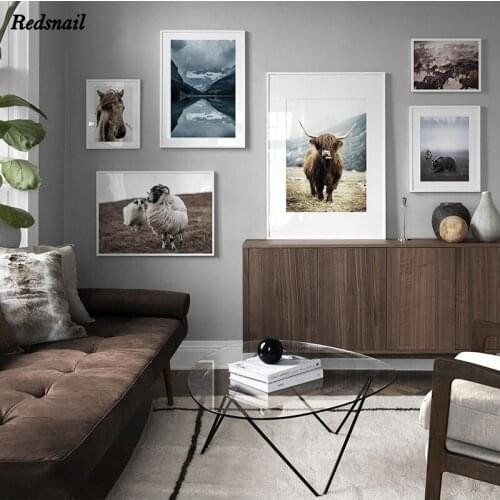 Sheep Horse Brown Cow Animal Wall Art Diamonds Embroidery DIY Diamond painting 5D Full Drill mosaic Nature Highland Cow EE911