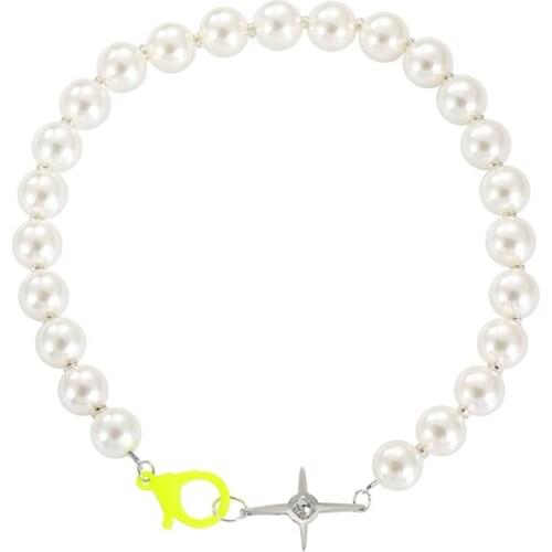 Vintage Baroque Imitation Pearls Short Chain Necklace for Women Geometric Cross Necklace Gothic Punk Fashion Jewelry Gift