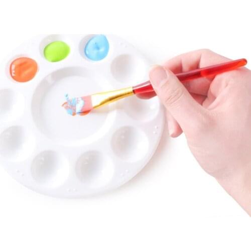 Painting Palette Round Plastic Watercolor Mixing Palette for DIY Craft Kids Art Supplies Portable 11 Grids Art Gouache Palette