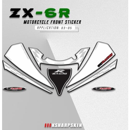Motorcycle Front Fairing Sticker 3D Gel Protector Number Board moto decals for Kawasaki Ninja ZX6R B Series 2003 2004 2005