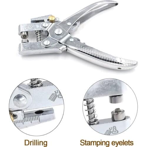 Eyelet Punch 2-in-1 Eyelet Grommet Pliers Steel Hole Punch Eyelet Setter Kit with 100pcs Eyelet Grommets for Leather Belts Bags
