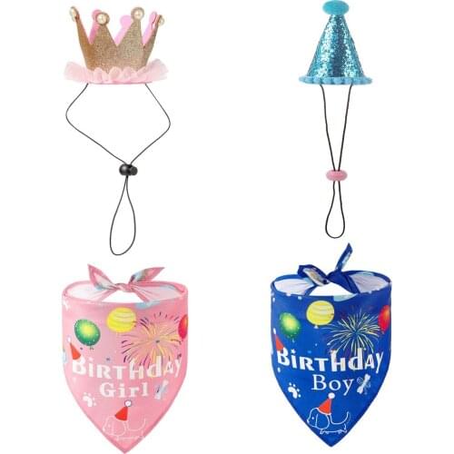Pet Birthday Hat Dog Birthday Saliva Towel Cat Triangle Band Small And Medium-Sized Dog Bib Accessories Pet Supplies