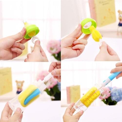 4Pcs/Set Sponge material soft durable Baby Bottle Brush Sponge Newborn Baby Milk Bottle Pacifier Spout Tube Clean Brush Tool