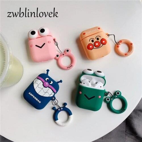 Cute Cartoon Frog Earphones Soft Silicone Keychain Case For Airpods Bluetooth Wireless Earphone Protective Cover Skin Keyring