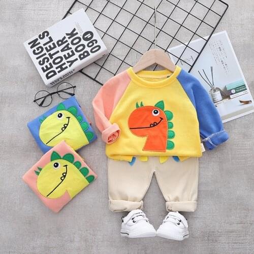 Baby Boys Casual Fashion Clothes Sets Kids Girls New Spring Autumn Cute Cartoon Sweatershirt + Pants 2PCS Toddler Clothing Suits