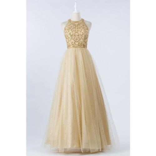 Light god Evening Dress 2020 New fashion elegant beaded o-neck luckgirls Customizable fashion prom Dress mocini tailor