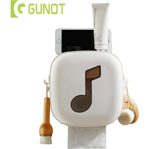 GUNOT Waterproof Toilet Paper Holders Creative Tissue Box Wall Mounted Double Layer Storage Box Multifunction Bathroom Shelf