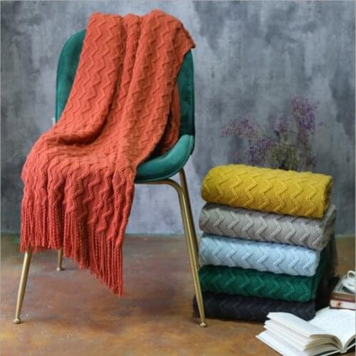 Knitted Zigzag Throw Travel Blanket Yellow Green Grey Coffee Bed Banket Super Soft Blanket Sofa Cover Cool Blanket 125x200cm