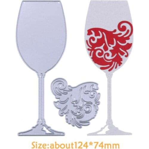 YLCD1589 Wine Red Glass Metal Cutting Dies For Scrapbooking Stencils DIY Album Cards Decoration Embossing Folder Die Cuts Tools