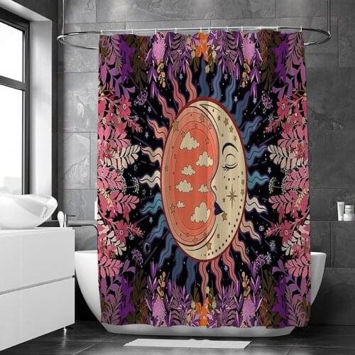 Bohemian Mandala Shower Curtains Butterfly Bathroom Geometric Waterproof Bath Curtain Moon Bathing Cover Bath Screen