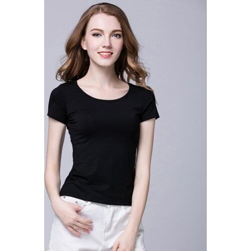 S-5XL Woman Cotton T-shirt Summer 2020 Casual Short-sleeve O-neck Tops Tees Slim Thin Pullovers Base T-shirts Female Plus Size
