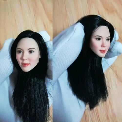 1/6 Asian Beauty Soldier Head Sculpture Hair Transplant Head Fit PH 12“ Action Figure Body