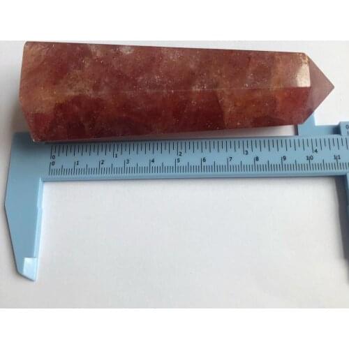 1pcs Natural Strawberry Golden Pillar Crystal Column Point Reiki Healing