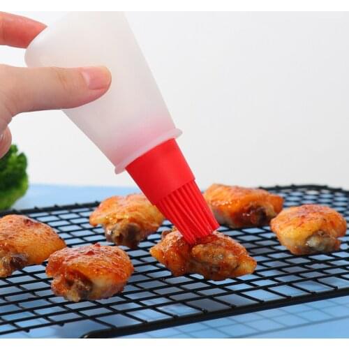1 Pcs Portable Silicone Oil Bottle With Cap Barbecue Scale Sauce Butter Brush Grill Liquid Pastry Kitchen Baking BBQ Tools