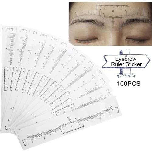 100Pcs Disposable Eyebrow Stencil Tattoo Makeup Microblading Measure Tattoo Ruler Beauty Tool Eye Brow Stencil Eyebrow Line Rule