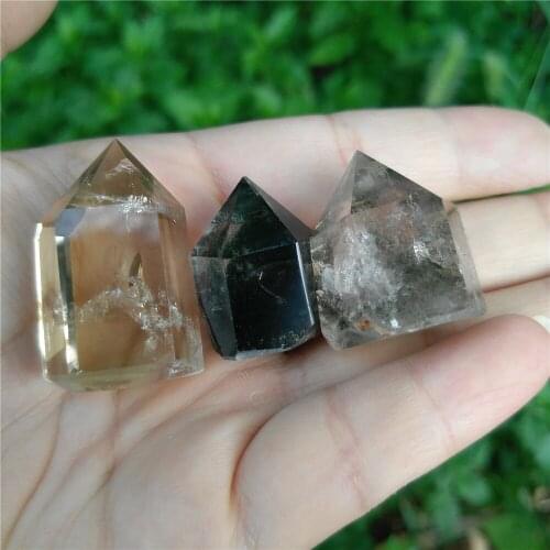 3PCS Crystal Quartz Wand Chevron Citrine Green Phantom Crystal Clear Crystal Quartz Point Collection Chakra Healing