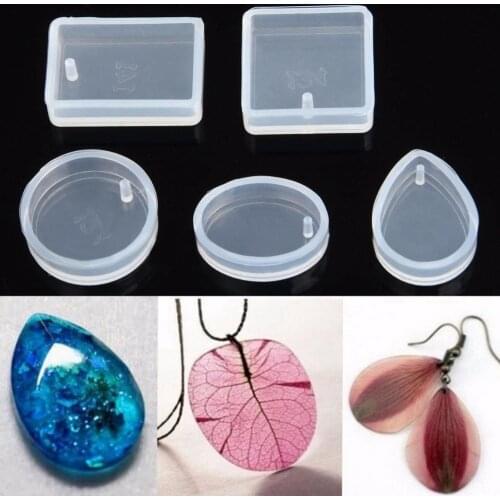 5pcs Shellhard Silicone Mould for DIY Craft Projects Resin Round Necklace Jewelry Pendant Earrings Making Flexible Jewelry Mold