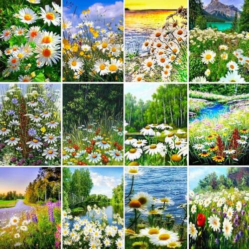 5D Diamond Painting Full Square Daisy Flower Cross Stitch Kit Diamond Embroidery Mosaic Pictures Of Rhinestones Home Decoration