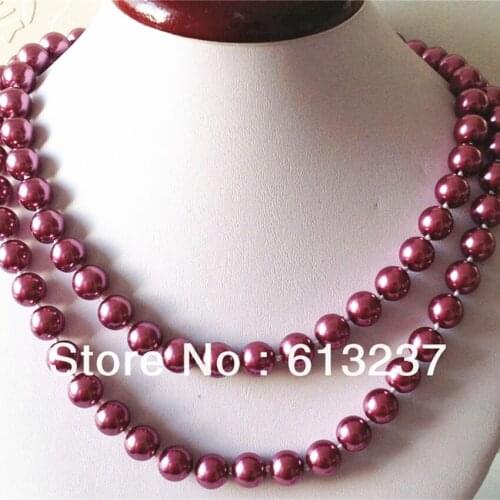 Noble rose shell 10mm fashion round simulated-pearl beads diy clasp necklace classical jewelry making 36 inch MY4728