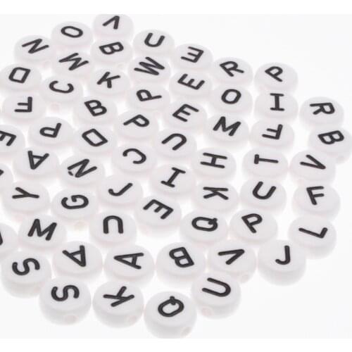 CHONGAI 100PCS Round Mix Color Acrylic Letter Beads For Jewelry Making Kid Diy Material Loose Spacer 5*10mm