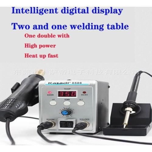 Ksd8586 hot air gun electric soldering iron two in one digital display hot air welding stand adjustable temperature welding plat
