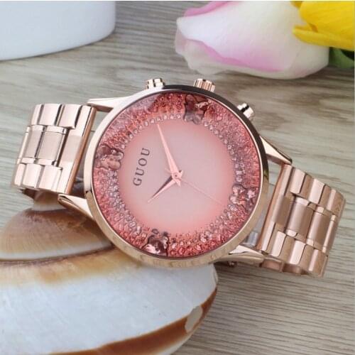 Guou Brand Quartz Wristwatches 30 Waterproof Top Quality Women Luxury Gold Stainless Steel Fashion Personality Girl Gift Watch