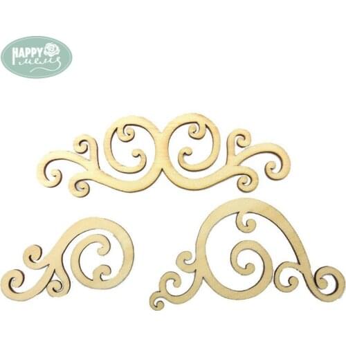 Happymems 24pcs Wood Shape 3 styles Mixed Auspicious Clouds DIY Craft Laser Cut Craft Embellishment DIY Decoration Wooden Craft