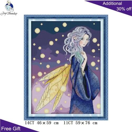 Joy Sunday Fairy Home Decoration RA167 14CT 11CT Counted and Stamped Natalia Fairy Needlework Embroidery DIY Cross Stitch kits