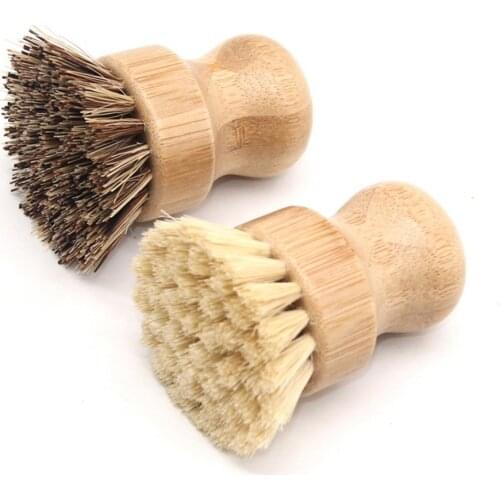 Creative Kitchen Bamboo Cleaning Brush Handle Polisher Pan Dish Bowl Pot Cleaning Brush Household Kitchen Tools