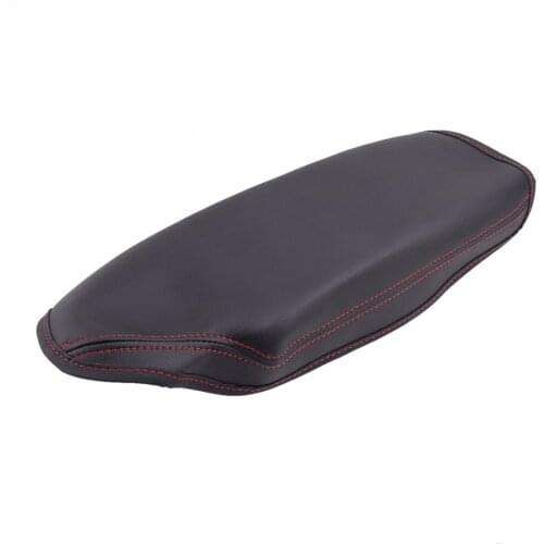 Car Front Center Console Armrest Lid Cover Trim Cap Black with Red Stitching Leather Fit for BMW F30 2014 2015 2016 2017 2018