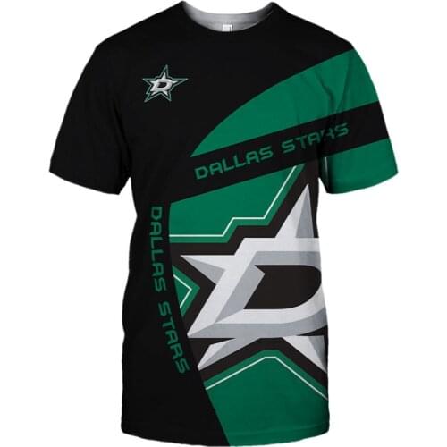 Summer Casual Tops Dallas black green stitching abstract star print Stars T-shirts