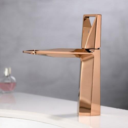 Copper Basin Faucet Soild Brass Hot & Cold Bathroom Sink Mixer Crane Tap Single Handle Deck Mounted Rose Gold/Chrome New Arrival