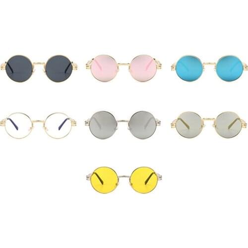 Metal Round Steampunk Sunglasses Men Women Fashion Glasses Brand Designer Retro Frame Vintage Sunglasses High Quality