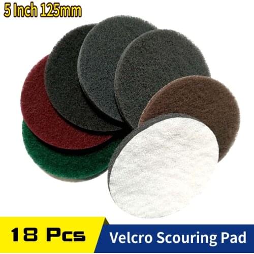 18 PC 5 Inch 125 MM 240-800 Grit Multi-purpose Flocking Scouring Pad Industrial Heavy Duty Nylon Cloth for Polishing & Grinding