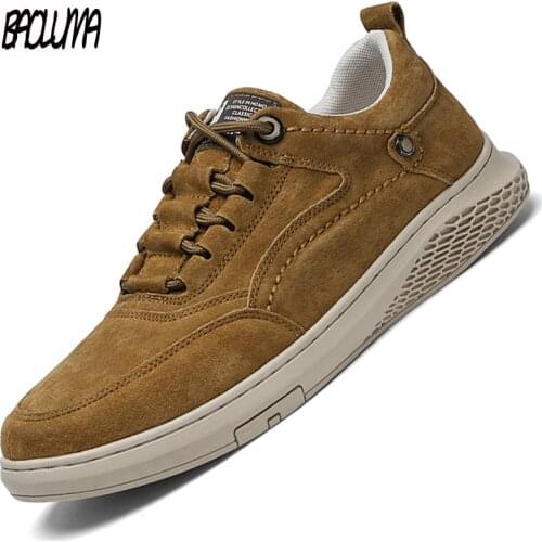 Hot Sale Mens Casual Shoes Cow Suede Genuine Leather Mens Sneakers Classic Mens Moccasins Loafers Outdoor Platform Shoes