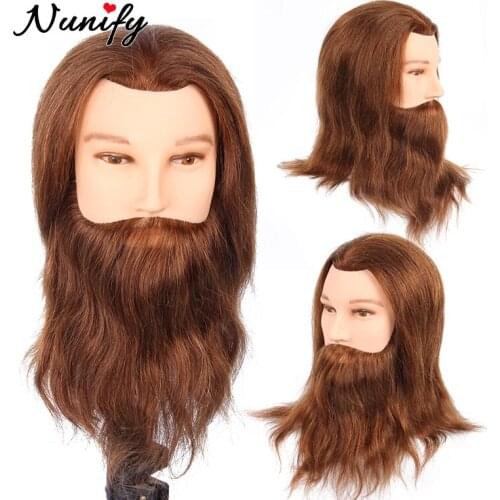 Nunify Male Mannequin Hairdressing Training Head With 100 Real Human Hair And Beard Manequin Hair Doll Manikin Head For Barber