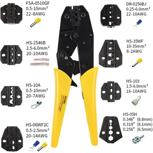 Yalku universal Crimper connector pliers tool Set For Plug /Tube/Insulation/No Insulation/Crimping Cap/Coaxial Cable press plier