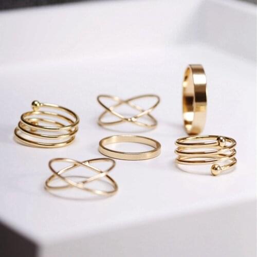 Fashion Hyperbole Alloy Couple Rings Wedding Gold Ring Set Women Wedding Jewelry Accessories